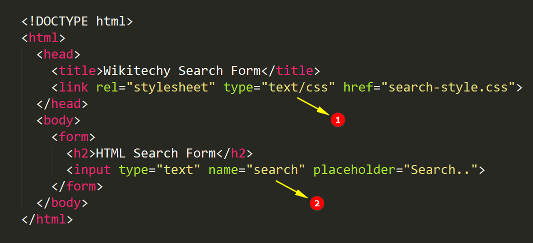 code explanation for  Html5 Search Form