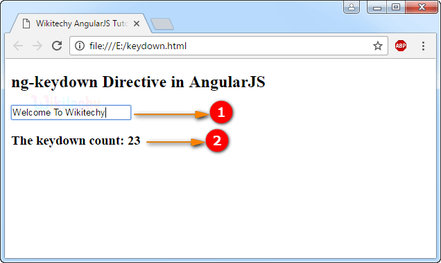 Sample Output for AngularJS ngKeydown Directive