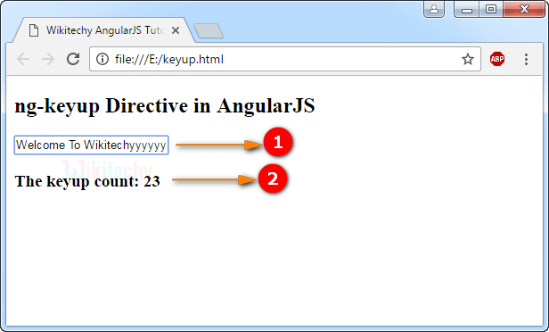 Sample Output for AngularJS ngKeyup Directive