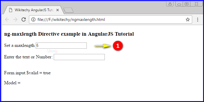 Sample Output for AngularJS ngMaxlength Directive