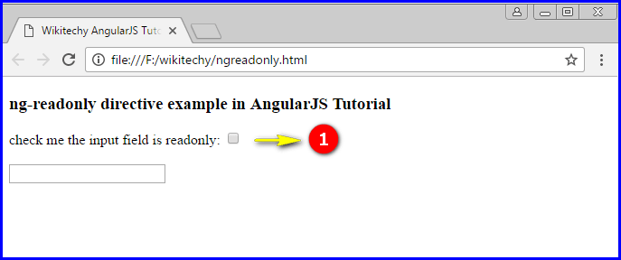Sample Output for AngularJS ngReadonly Directive