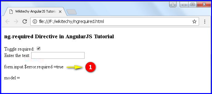 Sample Output1 for AngularJS ngrequired