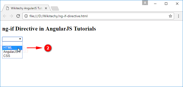 Sample Output2 for AngularJS ngif