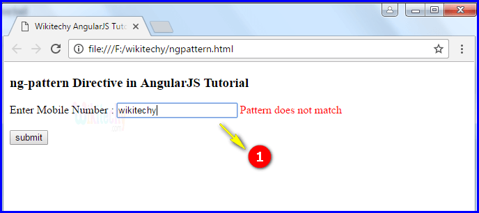 Sample Output for AngularJS ngpattern