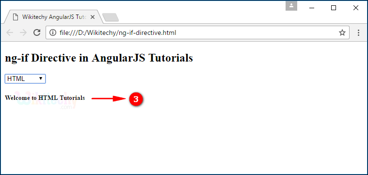Sample Output3 for AngularJS ngif