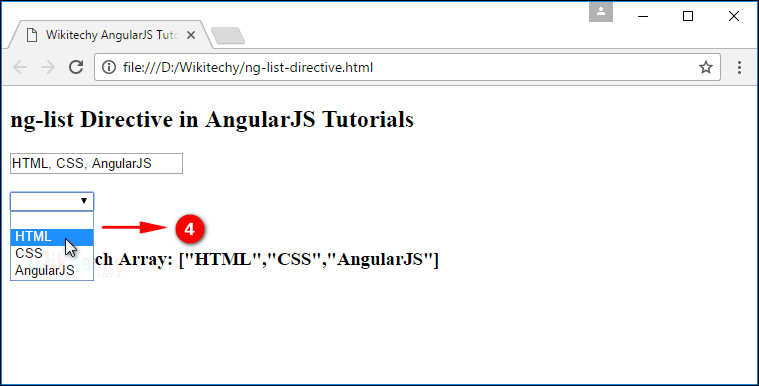 Sample Output3 for AngularJS nglist