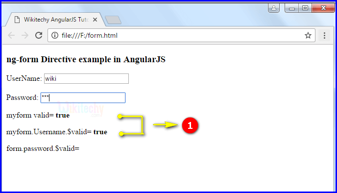 Sample Output4 for AngularJS ngform