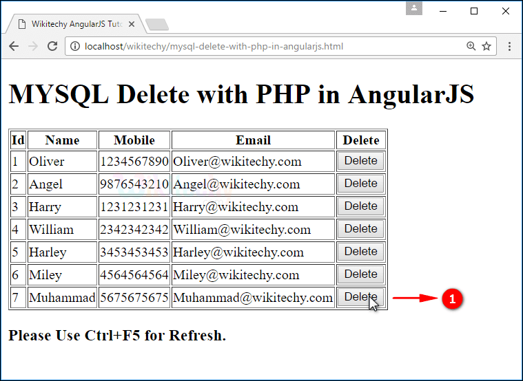 Delete record php mysql