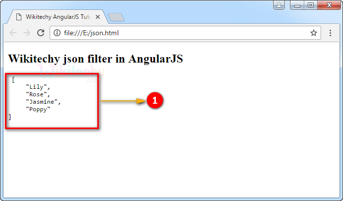Sample Output for AngularJS Json