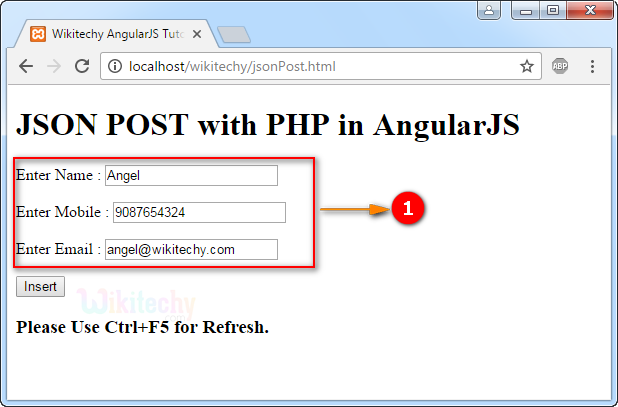 Sample Output1 for AngularJS JSON Post Data