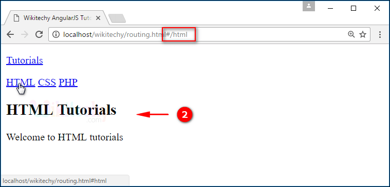 Sample Output2 for AngularJS Routing