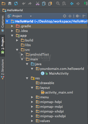  android hello world project structure