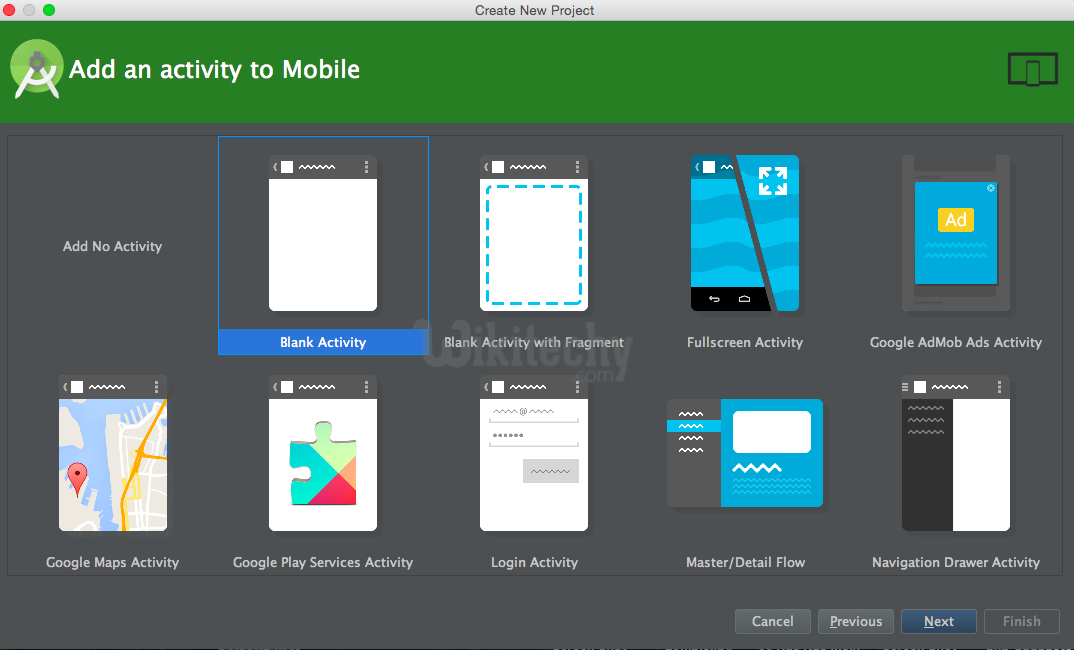  Android Studio new project activity
