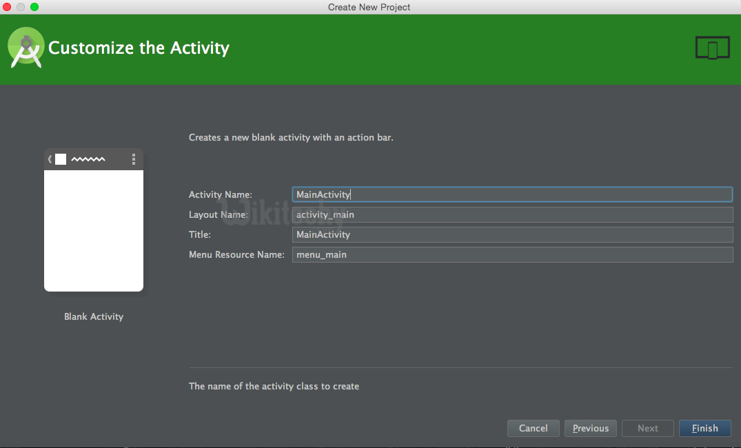  android studio new project customize activity