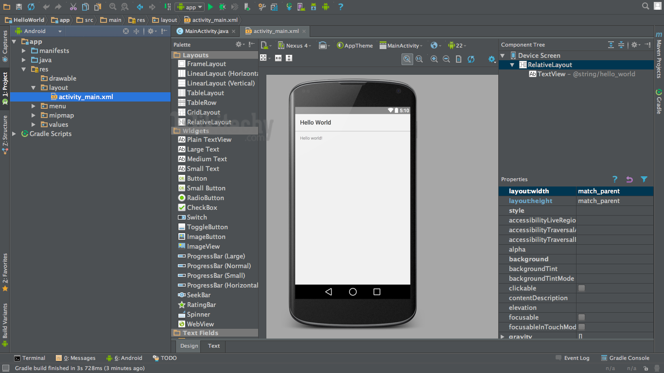  android studio new project layout