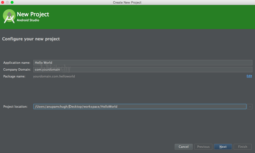  Android Studio new project name
