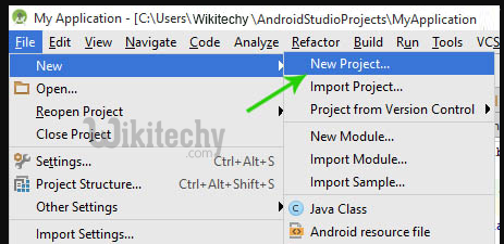 android studio select another new project