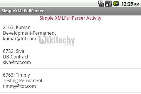  android xmlparser client details