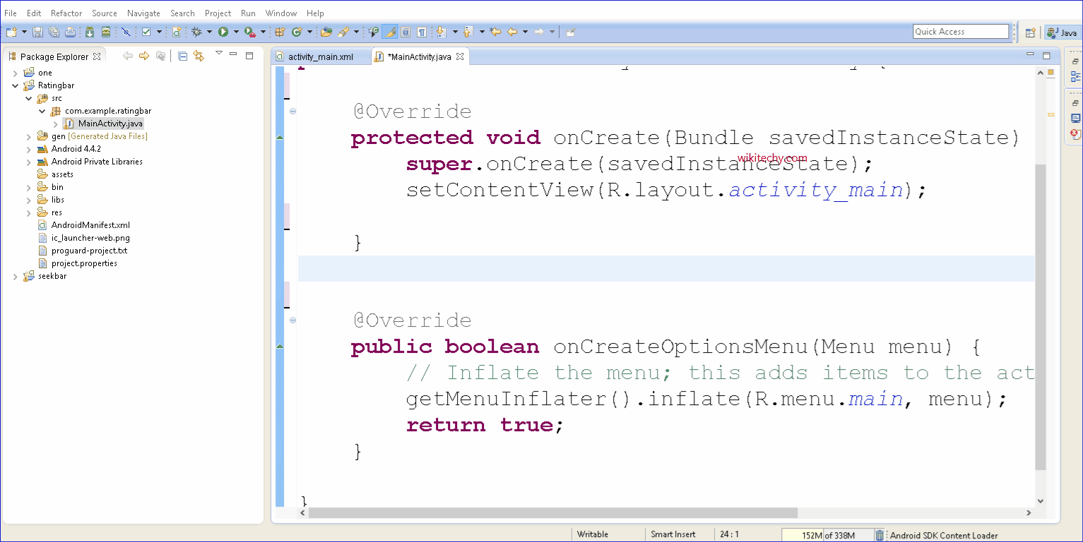 Ratingbar in android