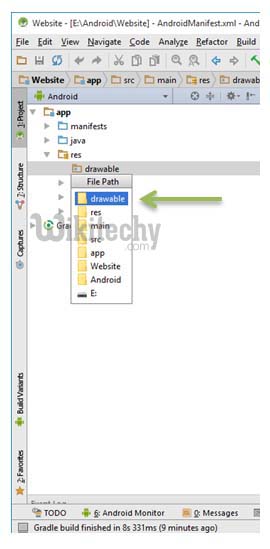  step to reach drawable folder in android studio