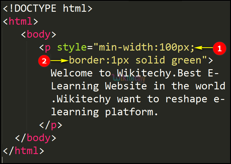 Code Explanation CSS Min Width Property