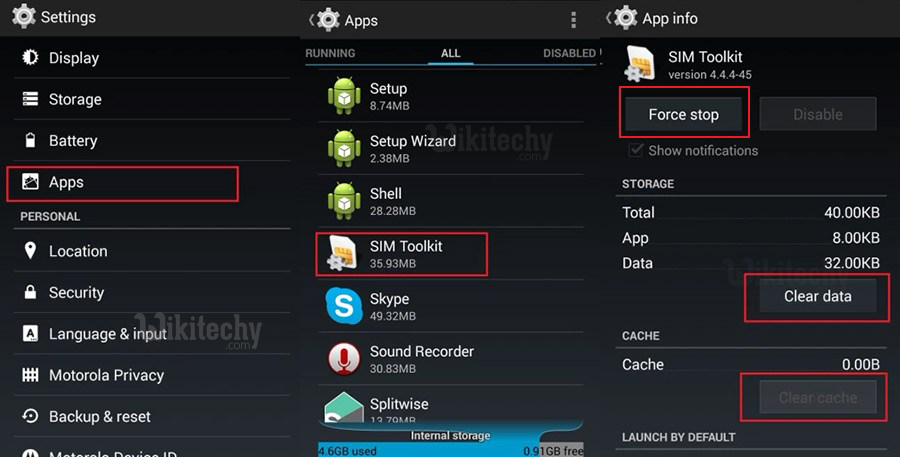  clear cache and data of sim toolkit app