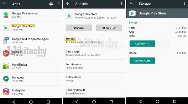 how to clear google play store cache