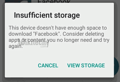  insufficient storage alert android