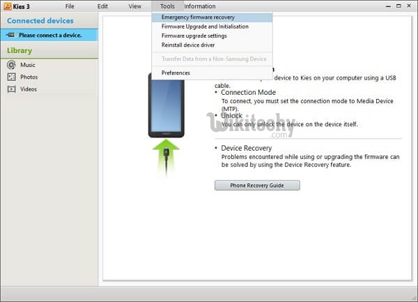 samsung kies firmware upgrade and initialization