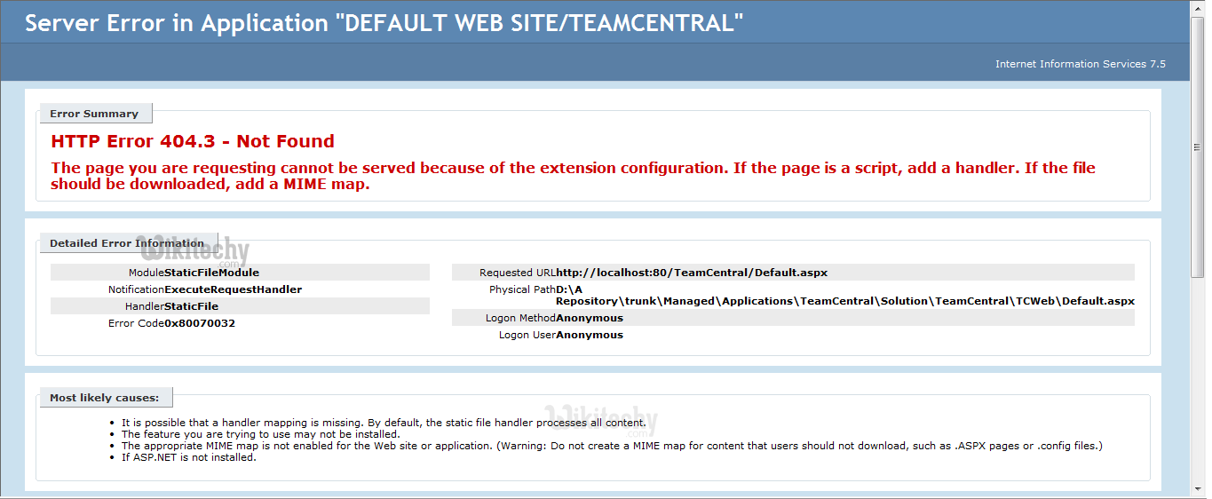  default website teamcentral
