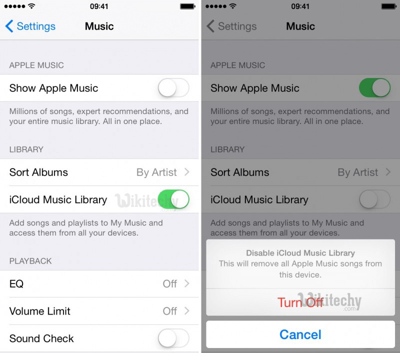  turn off icloud music library