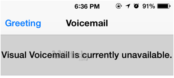  visual voicemail currently unavailable