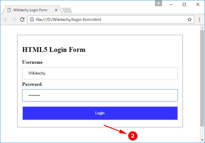 Output for Login Form login-style.css