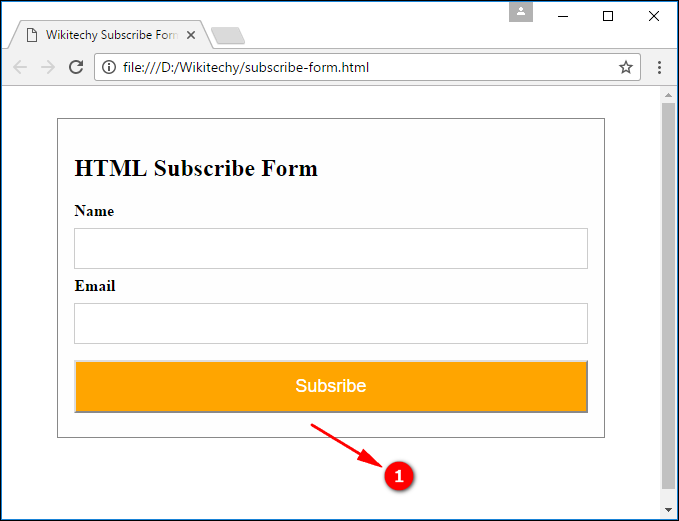 Output for Subscribe Form