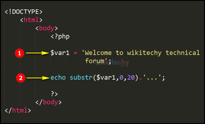 Code Explanation for substr Function In PHP