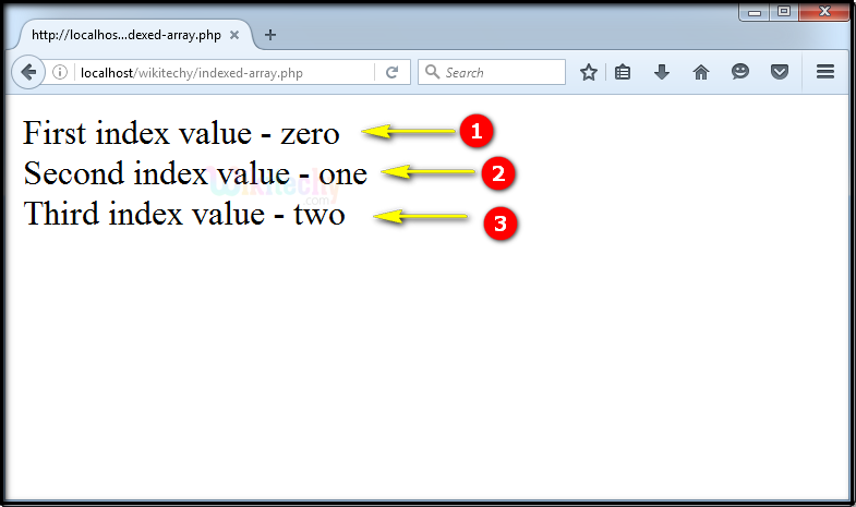 output for indexed arrays In PHP