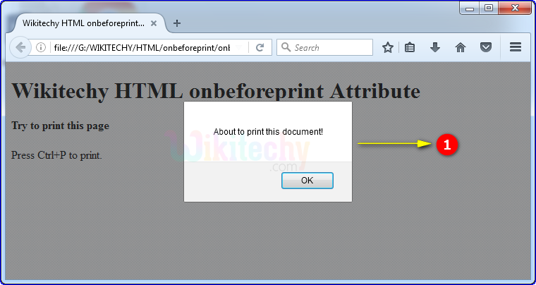 onbeforeprint Attribute Tag Output