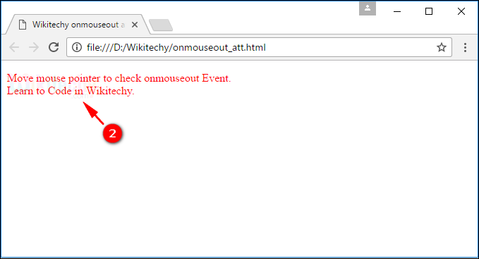 onmouseout Attribute Tag Output