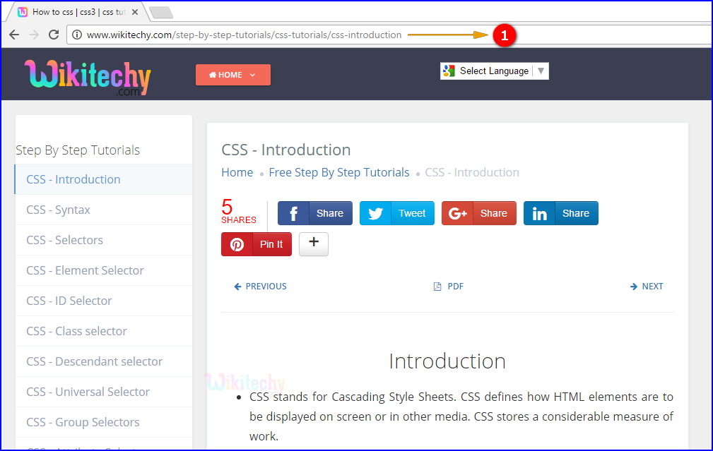 accesskey Attribute Output navigation to CSS tutorials press Alt+c 