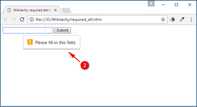 required Attribute Output part-2 submit the form browser shows warning message