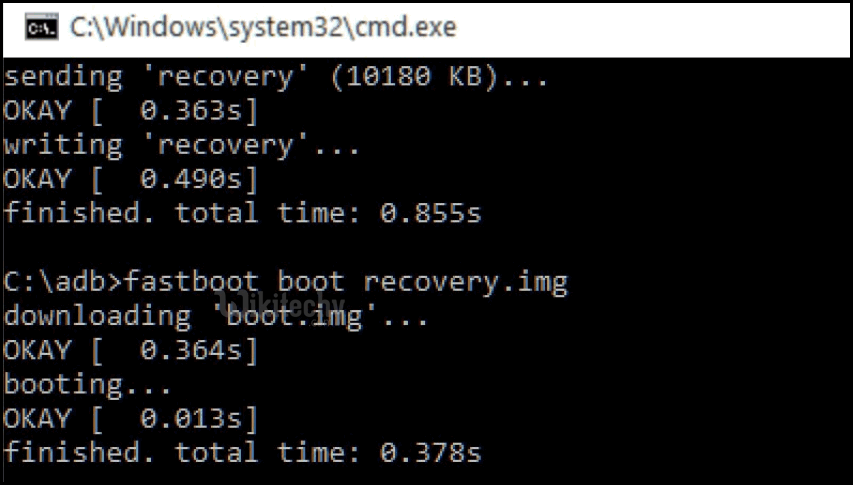 fastboot flash recovery recovery img command