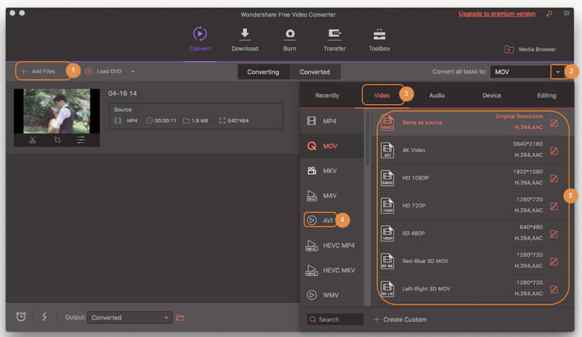 free avi to mp4 converter
