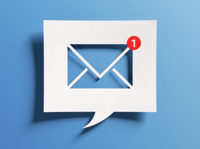 email notification icon in blue background | How to Stop Emails From Going to Spam?