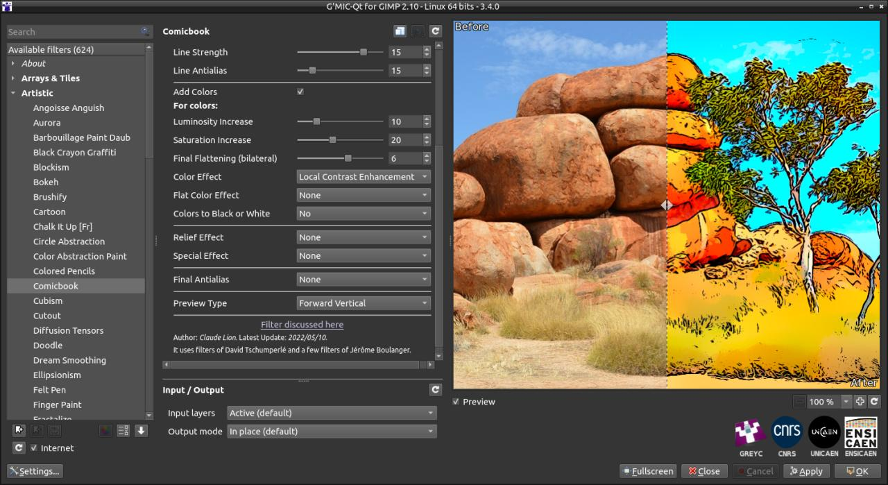 GIMP + G'MIC plug-ins