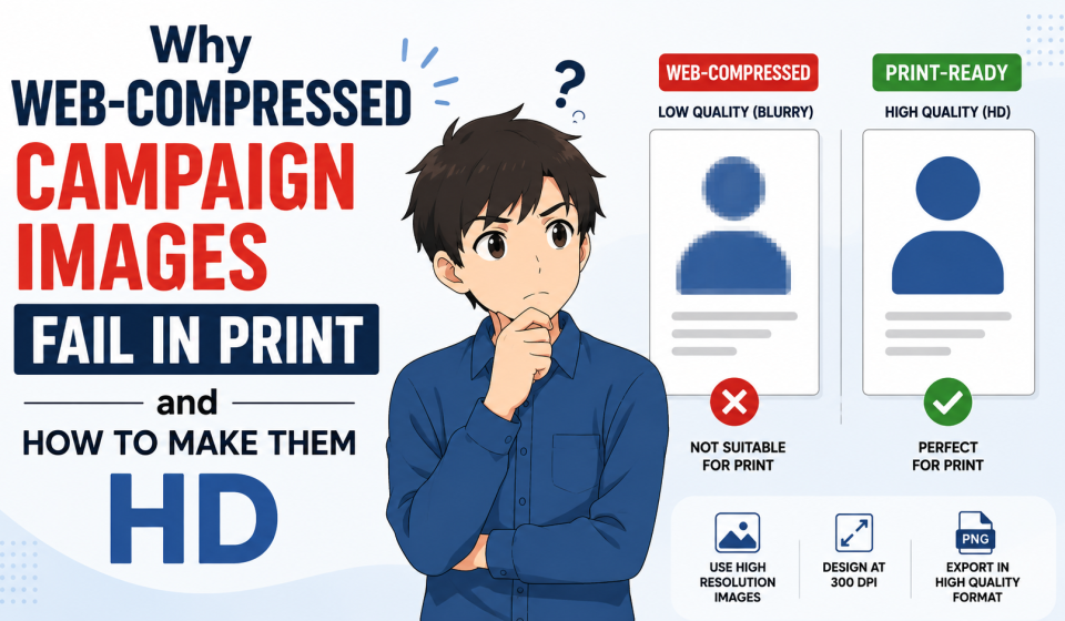 Why Web-Compressed Campaign Images Fail in Print — and How to Make Them HD