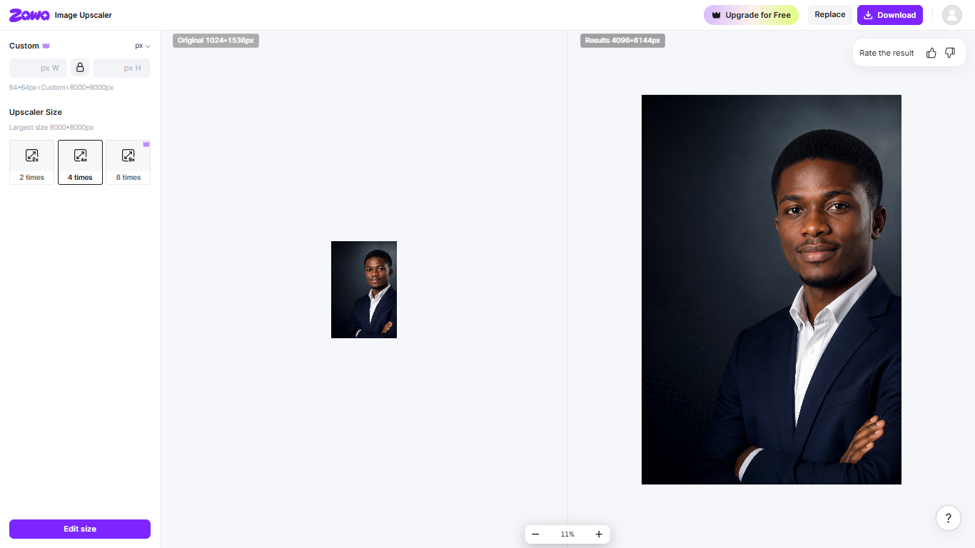 Image 1 placement: screenshot of upscaling process