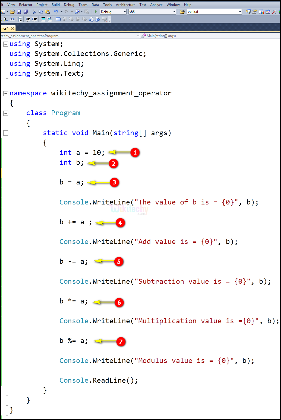  C  assignment operators output