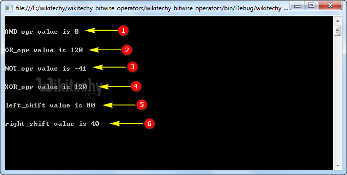 c  bitwise operators output