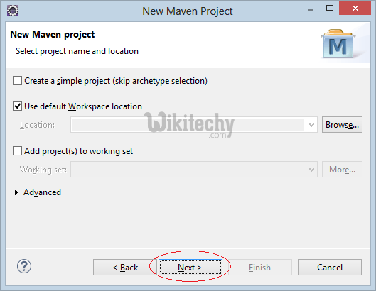  maven select project name