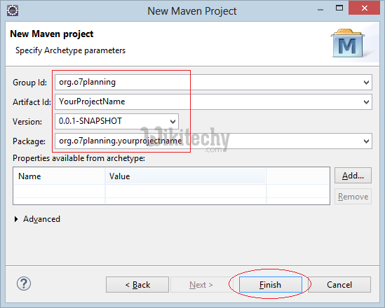  maven select an archtype parameter